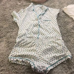 Teal heart roller rabbit pajamas